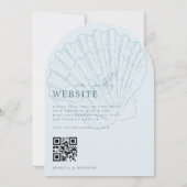 Seashell Beach Coastal Blue QR Code Arch Wedding Einladung (Rückseite)