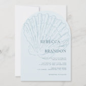 Seashell Beach Coastal Blue QR Code Arch Wedding Einladung (Vorderseite)