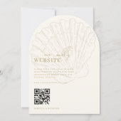 Seashell Beach Coastal Ivory & Gold Arch Wedding Einladung (Rückseite)