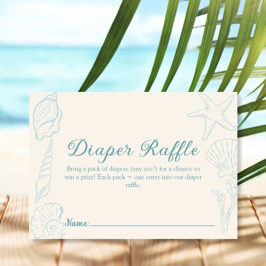 Seashell Beach Diaper Raffle Baby Dusche Begleitkarte