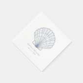 Seashell Beach Dusty Blue Coastal Wedding Serviette (Ecke)
