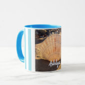 Seashell Beach Foto Script Individuelle Name Moder Tasse (Vorderseite Links)