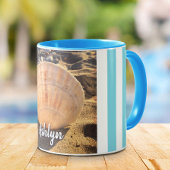 Seashell Beach Foto Script Individuelle Name Moder Tasse