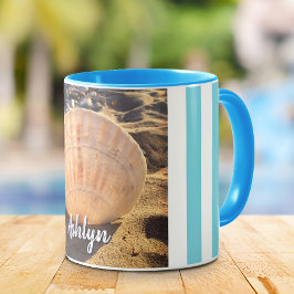 Seashell Beach Foto Script Individuelle Name Moder Tasse