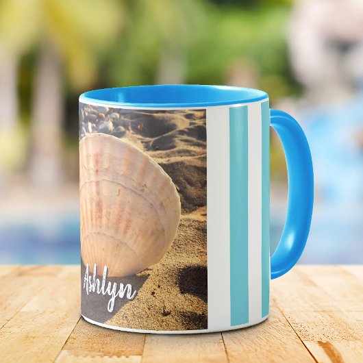 Seashell Beach Foto Script Individuelle Name Moder Tasse
