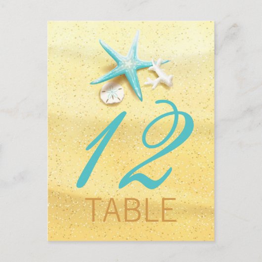 Seashell Beach Hochzeit in Urlaubsort Table Card Postkarte (Vorderseite)