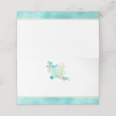 Seashell Beach Hochzeitssache geklappte Platzkarte (Außenseite Aufgefaltet)