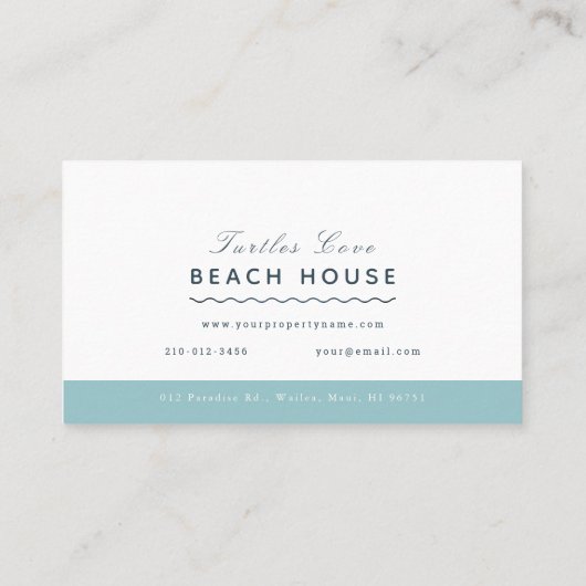 Seashell Beach House Hütte B&B Rentals Visitenkarte (Rückseite)