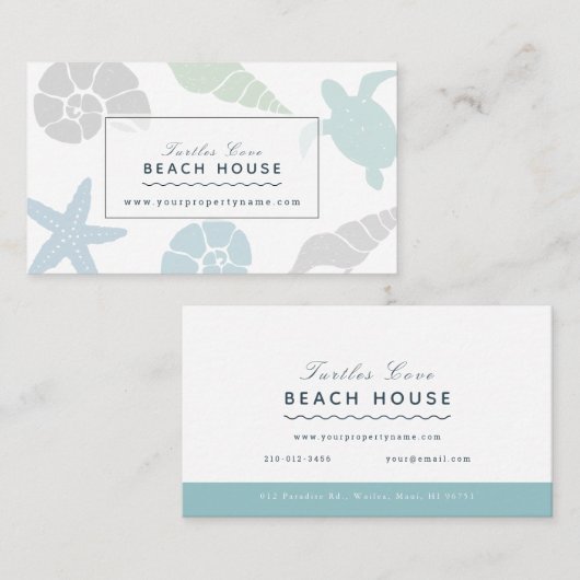 Seashell Beach House Hütte B&B Rentals Visitenkarte (Vorne/Hinten)