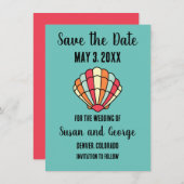 Seashell Beach Nautical Save the Date Einladung (Vorne/Hinten)