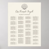 Seashell Beach Ocean Hochzeit Alphabetisches Sitze Poster (Vorne)