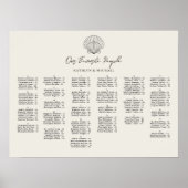 Seashell Beach Ocean Hochzeit Alphabetisches Sitze Poster (Vorne)