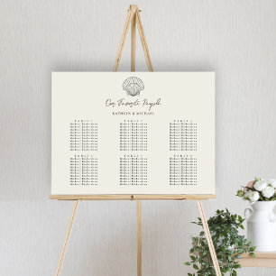 Seashell Beach Ocean Wedding 6 Table Seating Chart Poster