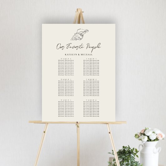 Seashell Beach Ocean Wedding 6 Table Seating Chart Poster