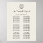 Seashell Beach Ocean Wedding 6 Table Seating Chart Poster (Vorne)