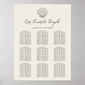 Seashell Beach Ocean Wedding 9 Table Seating Chart Poster (Vorne)
