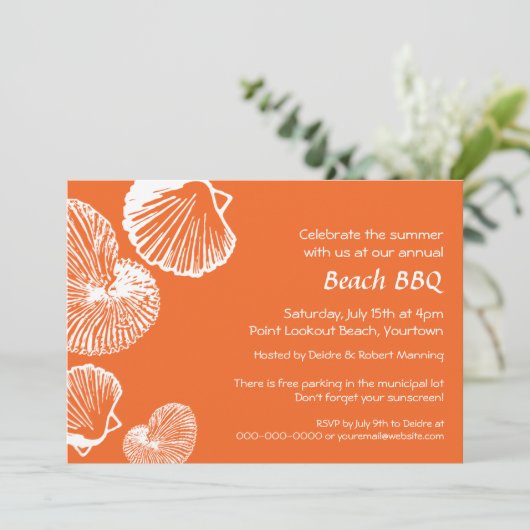 Seashell Beach Party Einladung (Stehend Vorderseite)