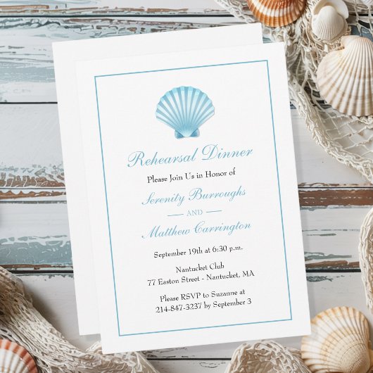Seashell Beach Probe Dinner Hochzeit Einladung