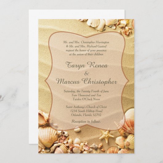 Seashell Beach Sand 12x18 Wedding Einladung (Vorne/Hinten)