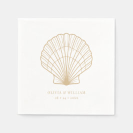 Seashell Beach Sand Beige Wedding Serviette