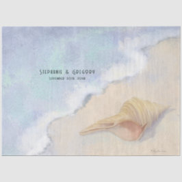 Seashell Beach Sand Blue White Wave Decoupage Seidenpapier