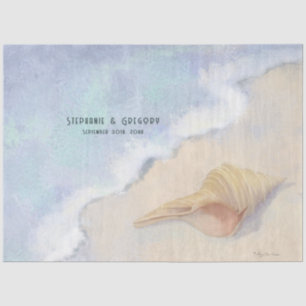 Seashell Beach Sand Blue White Wave Decoupage Seidenpapier