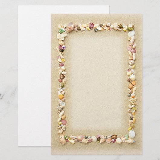 Seashell Beach Sand Border Briefpapier (Vorne/Hinten)