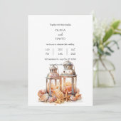 Seashell Beach Summer Decor Lanterns Wedding Einladung (Stehend Vorderseite)