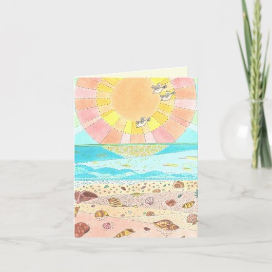 Seashell Beach Sunrise Blank Card Dankeskarte (Vorderseite)