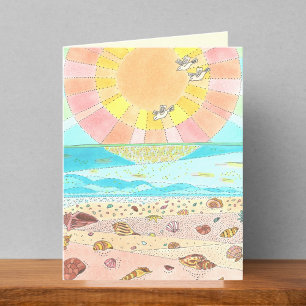 Seashell Beach Sunrise Blank Card Dankeskarte