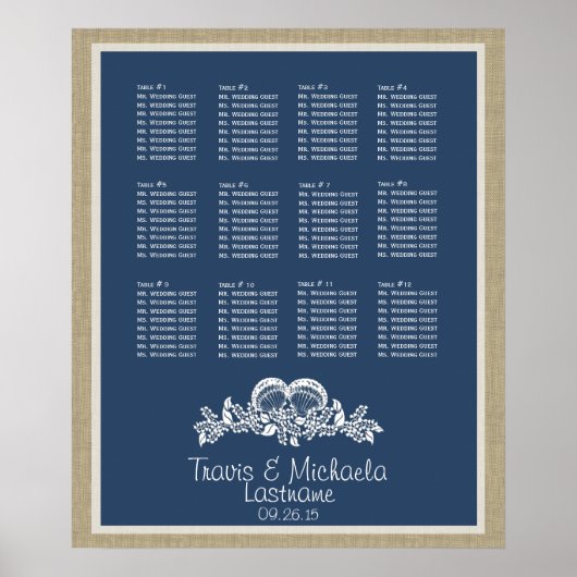 Seashell Beach Theme Seekarte Poster (Vorne)