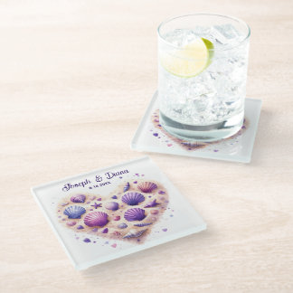 Seashell Beach Valentine Anniversary Names Glasuntersetzer