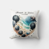 Seashell Beach Valentine Anniversary Names Kissen (Vorderseite)