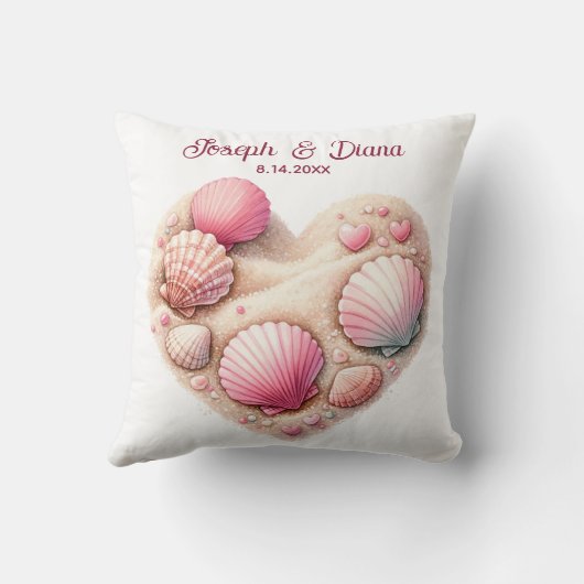 Seashell Beach Valentine Anniversary Names Kissen (Rückseite)