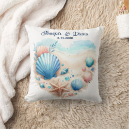 Seashell Beach Valentine Anniversary Names Kissen