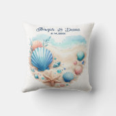 Seashell Beach Valentine Anniversary Names Kissen (Rückseite)