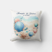Seashell Beach Valentine Anniversary Names Kissen (Vorderseite)