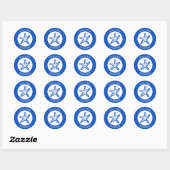 Seashell Beach Wedding Blue White CUSTOM Runder Aufkleber (Blatt)