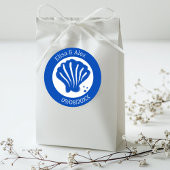 Seashell Beach Wedding Blue White CUSTOM Runder Aufkleber