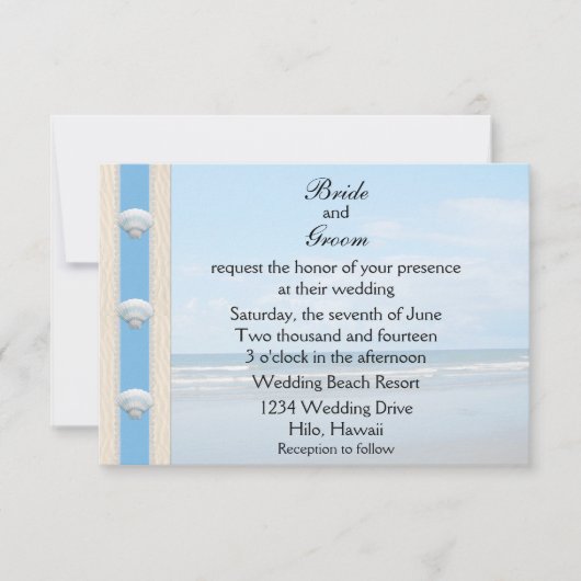 Seashell Beach Wedding Einladung (Vorderseite)