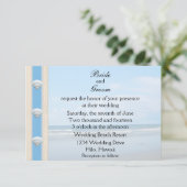 Seashell Beach Wedding Einladung (Stehend Vorderseite)