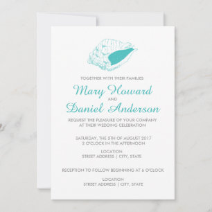 Seashell Beach Wedding Einladung (aquamarin)