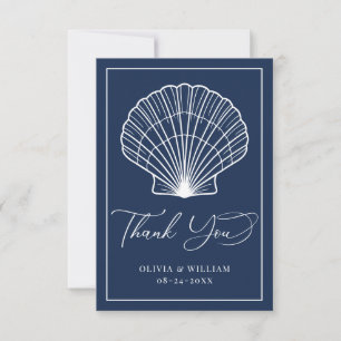 Seashell Beach Wedding Elegant Dankeskarte