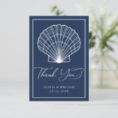 Seashell Beach Wedding Elegant Dankeskarte (Stehend Vorderseite)