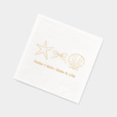 Seashell Beach Wedding Gold Foil Wedding Napkins Servietten Mit Folie (Links)