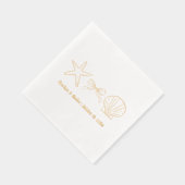 Seashell Beach Wedding Gold Foil Wedding Napkins Servietten Mit Folie (Rechts)