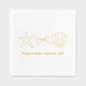 Seashell Beach Wedding Gold Foil Wedding Napkins Servietten Mit Folie (Vorderseite)