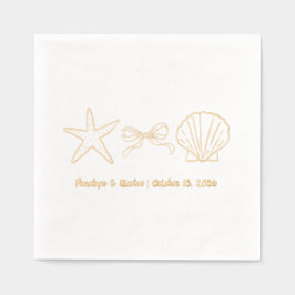 Seashell Beach Wedding Gold Foil Wedding Napkins Servietten Mit Folie