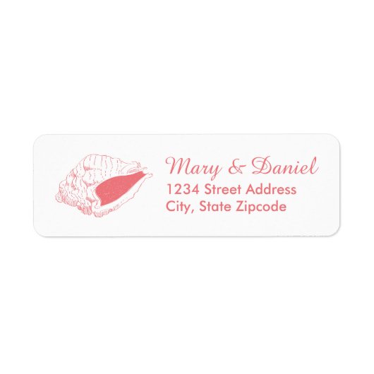 Seashell Beach Wedding Return Address Label (pink) (Vorne)