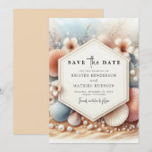 Seashell Beach Wedding Save The Date (Vorne/Hinten)